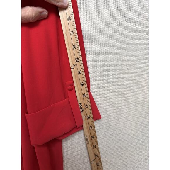 Ava & Grace Sz 1X Solid Red Stretch Knit Rolled Tab Popover Blouse Tunic Holiday - Picture 15 of 16